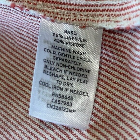 Caslon Linen Blend Red White Striped Cinch Waist Utility Jacket SZ LP Travel - Picture 8 of 12